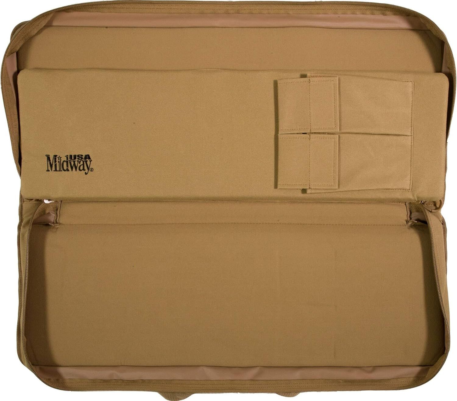Displays the internal structure and organizational features of the case in a different color variant, showing the storage compartments and velcro attachment points for organizing contents.