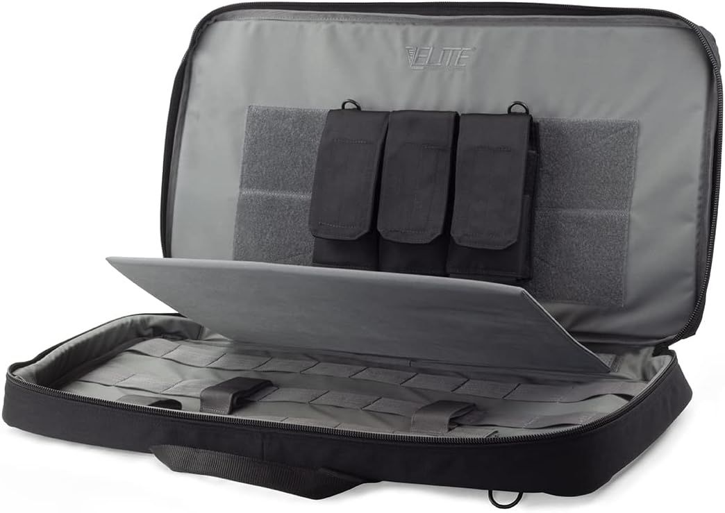 Demonstrates the internal layout and organizational features of the case, showing shoppers the storage compartments, magazine pouches, and velcro attachment system for securing gear.