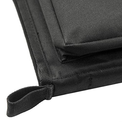Highlights the reinforced stitching and carrying strap construction to demonstrate durability and quality craftsmanship.