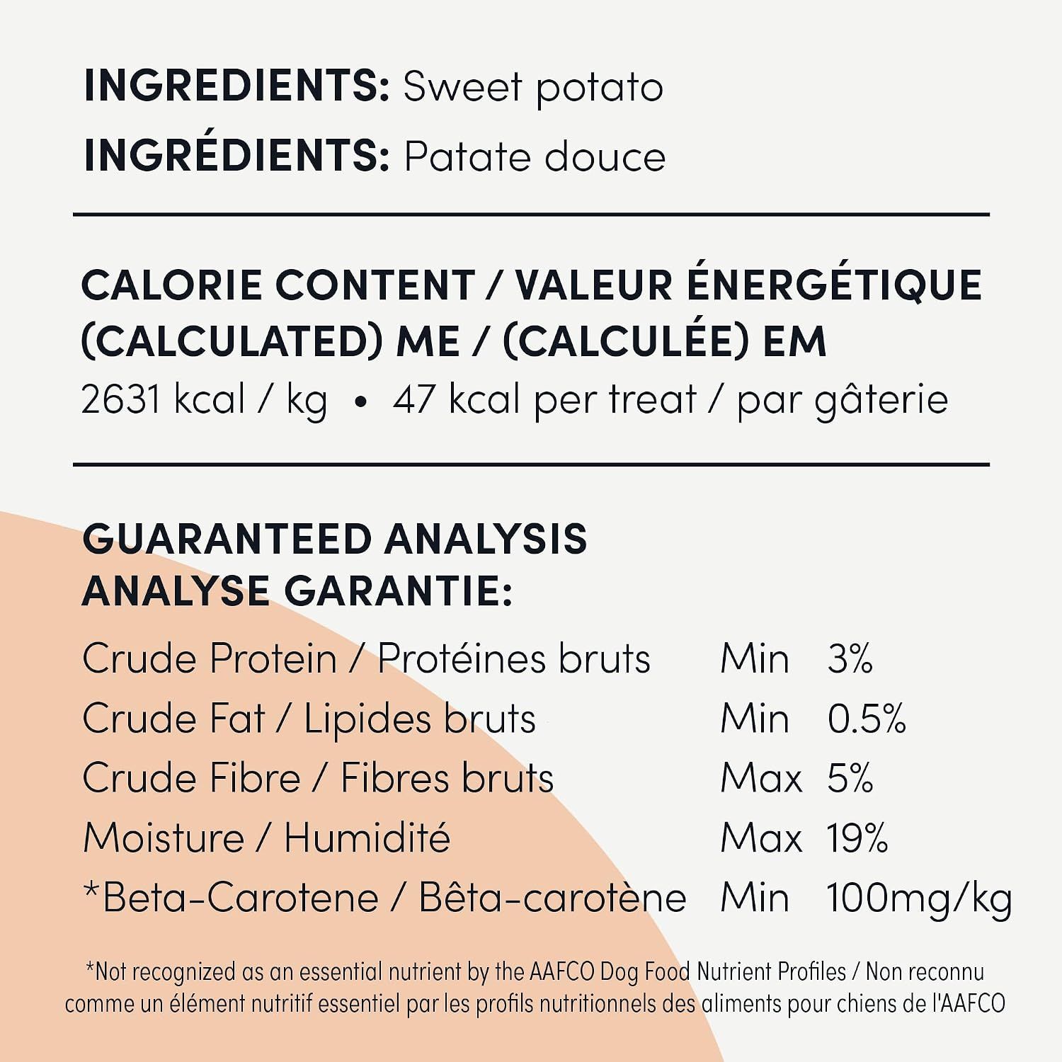 Provides detailed nutritional and calorie information to help shoppers make informed decisions about the product's suitability for their pet's dietary needs.