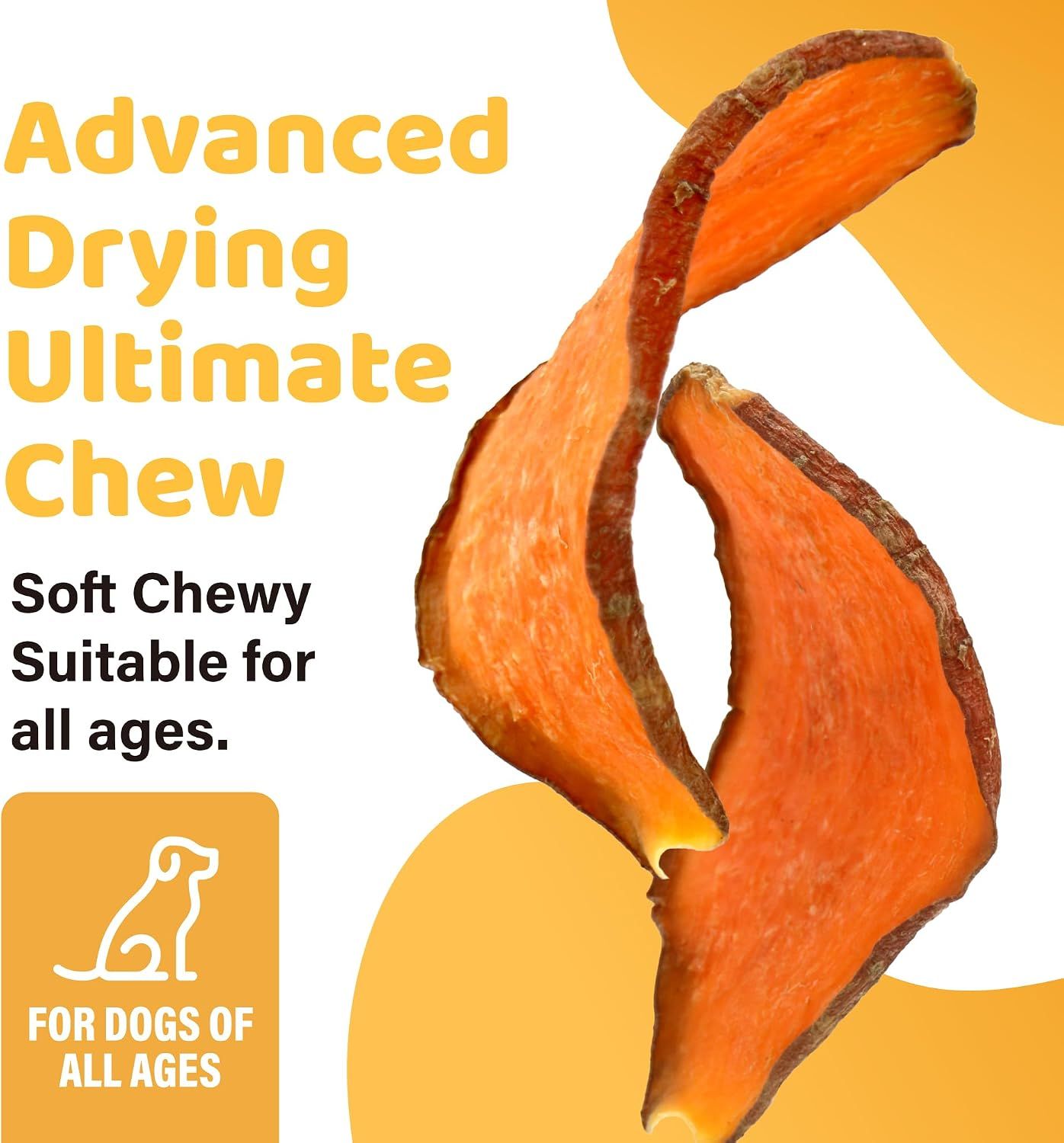 Highlights the soft, chewy texture and all-ages suitability of the treat to reassure shoppers that it is safe and enjoyable for dogs of any age.