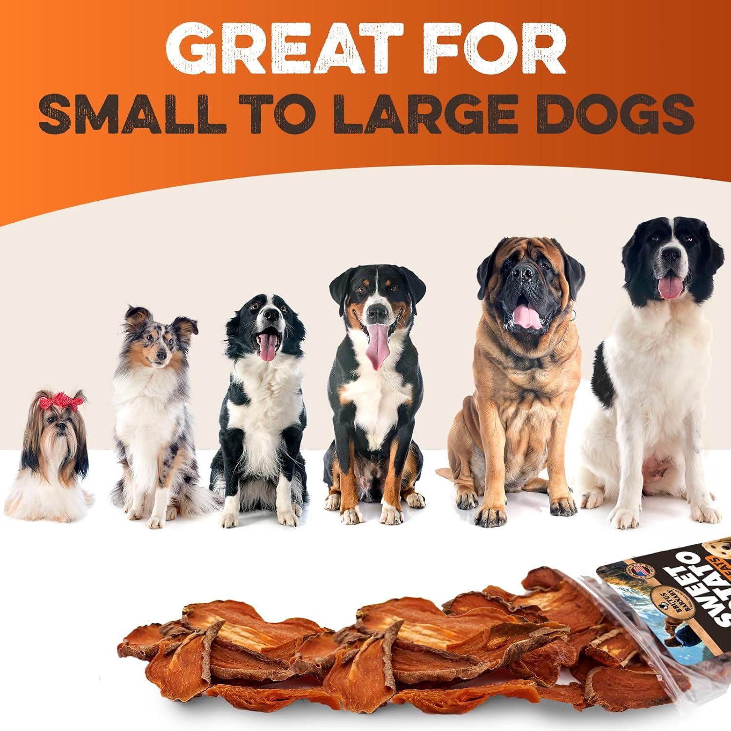 Demonstrates that the product is suitable for dogs of all sizes, from small to large breeds, reassuring customers of its universal appeal.