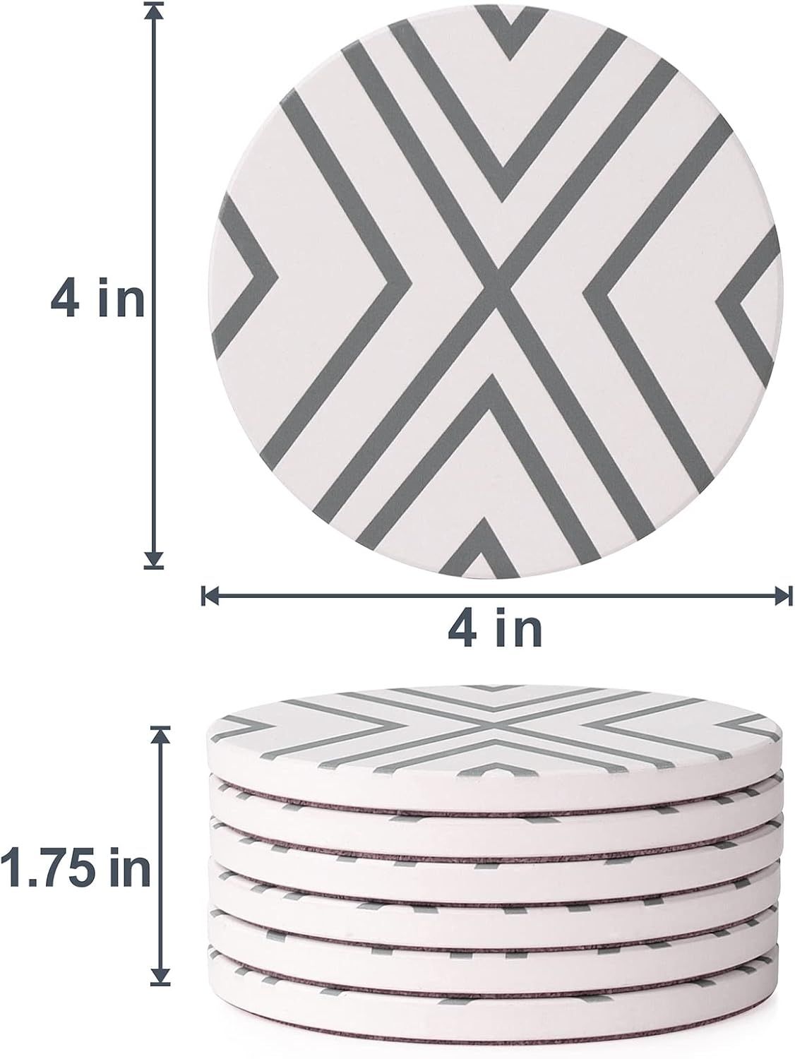 Provides exact physical dimensions of the coasters to help shoppers understand the size and fit for their drinkware and table space.