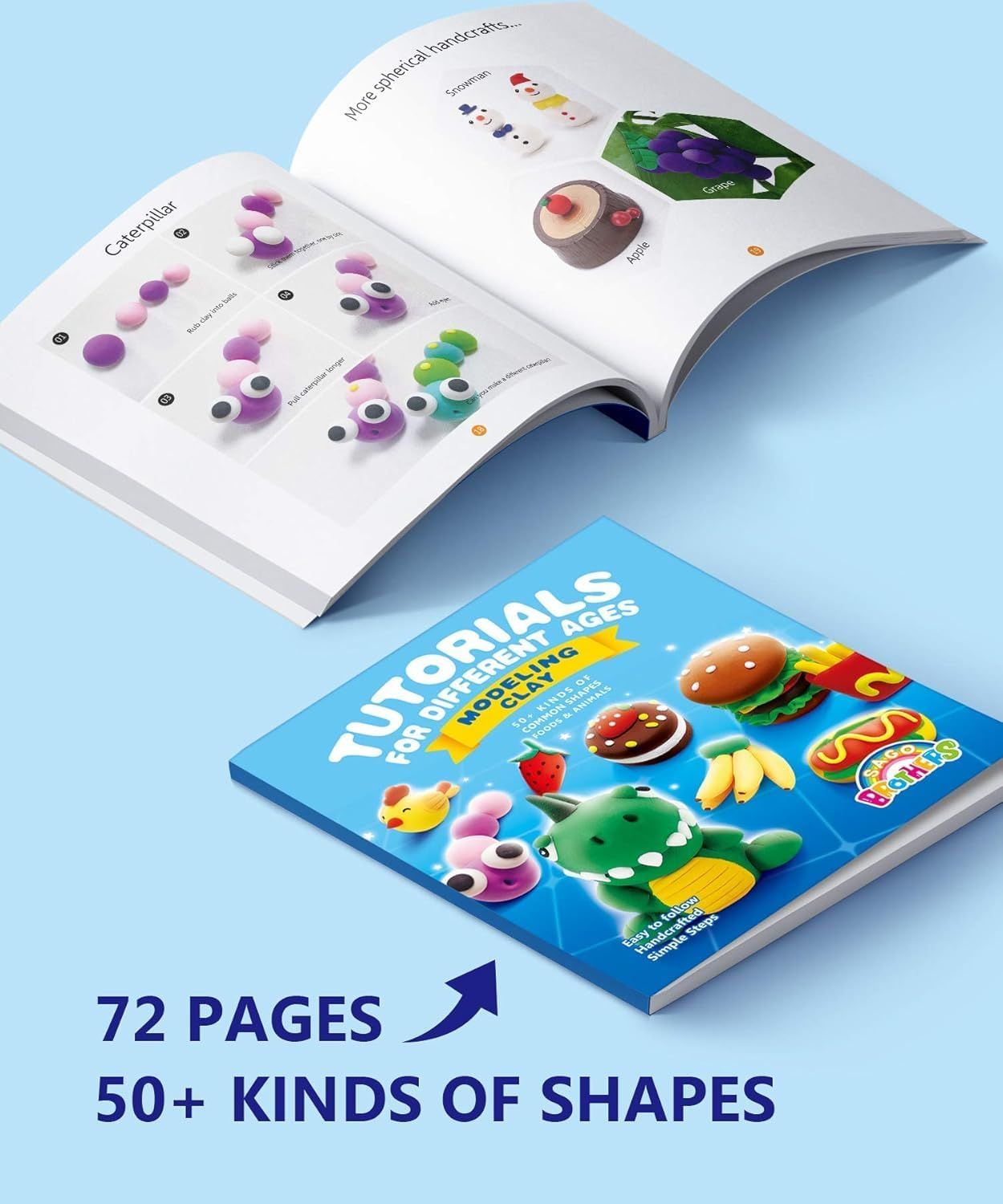 Highlights the comprehensive tutorial book with 72 pages and over 50 shapes, reassuring parents that the product provides extensive creative guidance and value.