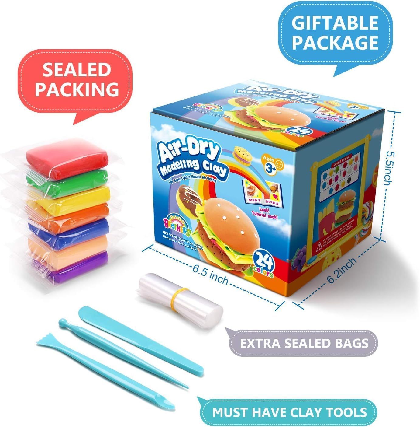 Shows everything included in the package with dimensional details, emphasizing the complete kit, sealed packaging, gift-readiness, and included tools. Positions the product as a gift-ready option…