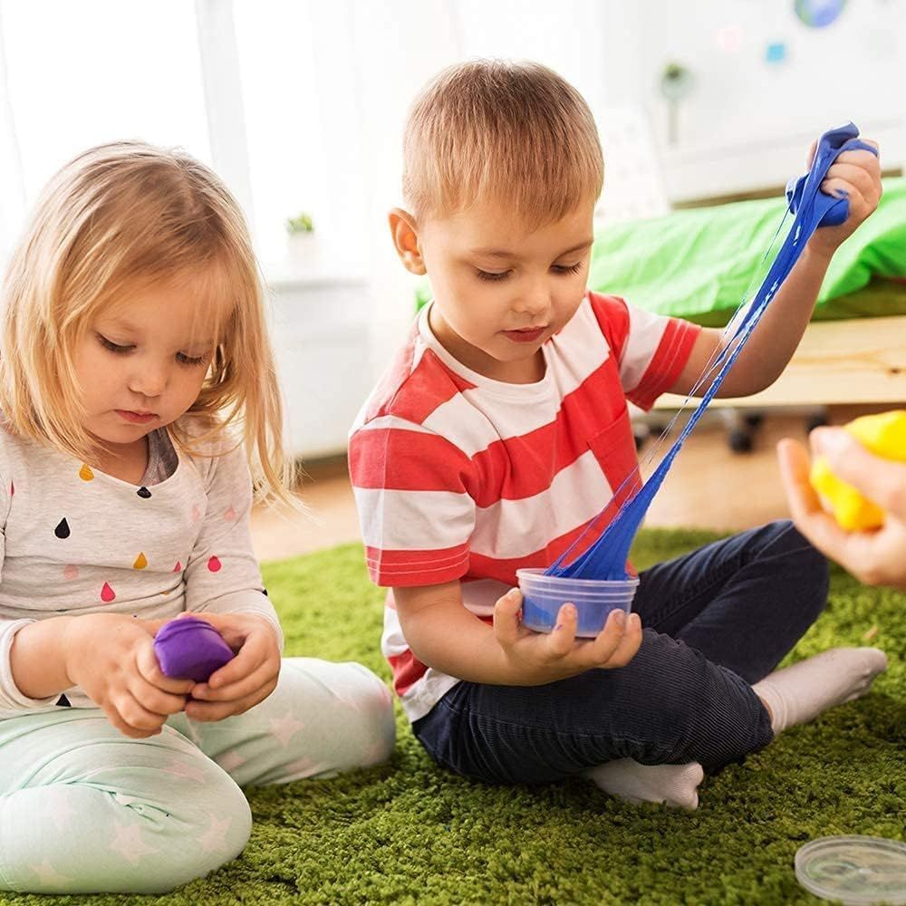 Depicts children engaged in play with the clay to show the product in a real-world context and appeal to parents.