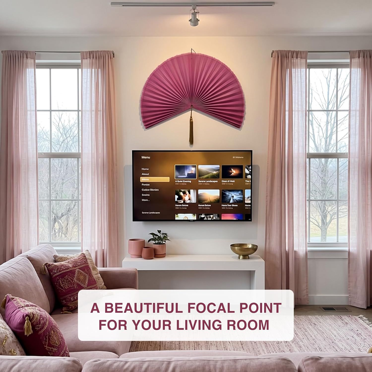 Demonstrates the product in use as a decorative focal point in a living room setting to show shoppers how it enhances home decor. Highlights the product's ability to serve as a beautiful focal point…