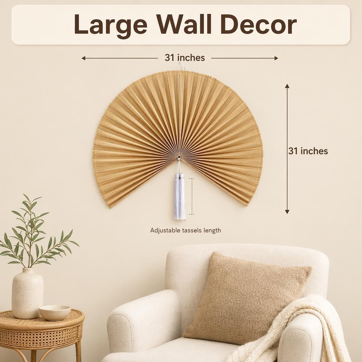 Communicates the exact physical dimensions of the wall decor to help shoppers understand its size and fit for their space. Highlights the generous size of the product as a key benefit for making a…