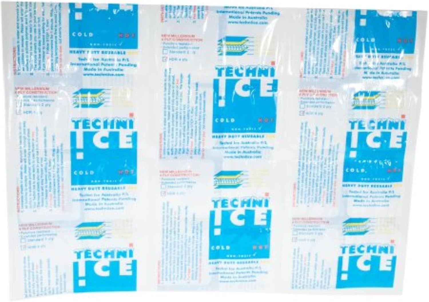 Shows the customer receives multiple Techni Ice cold packs in the package, demonstrating the quantity and value of the bundle.
