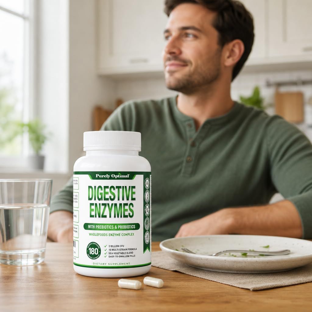 Shows the product in a natural mealtime setting to help shoppers visualize using the supplement as part of their daily routine.
