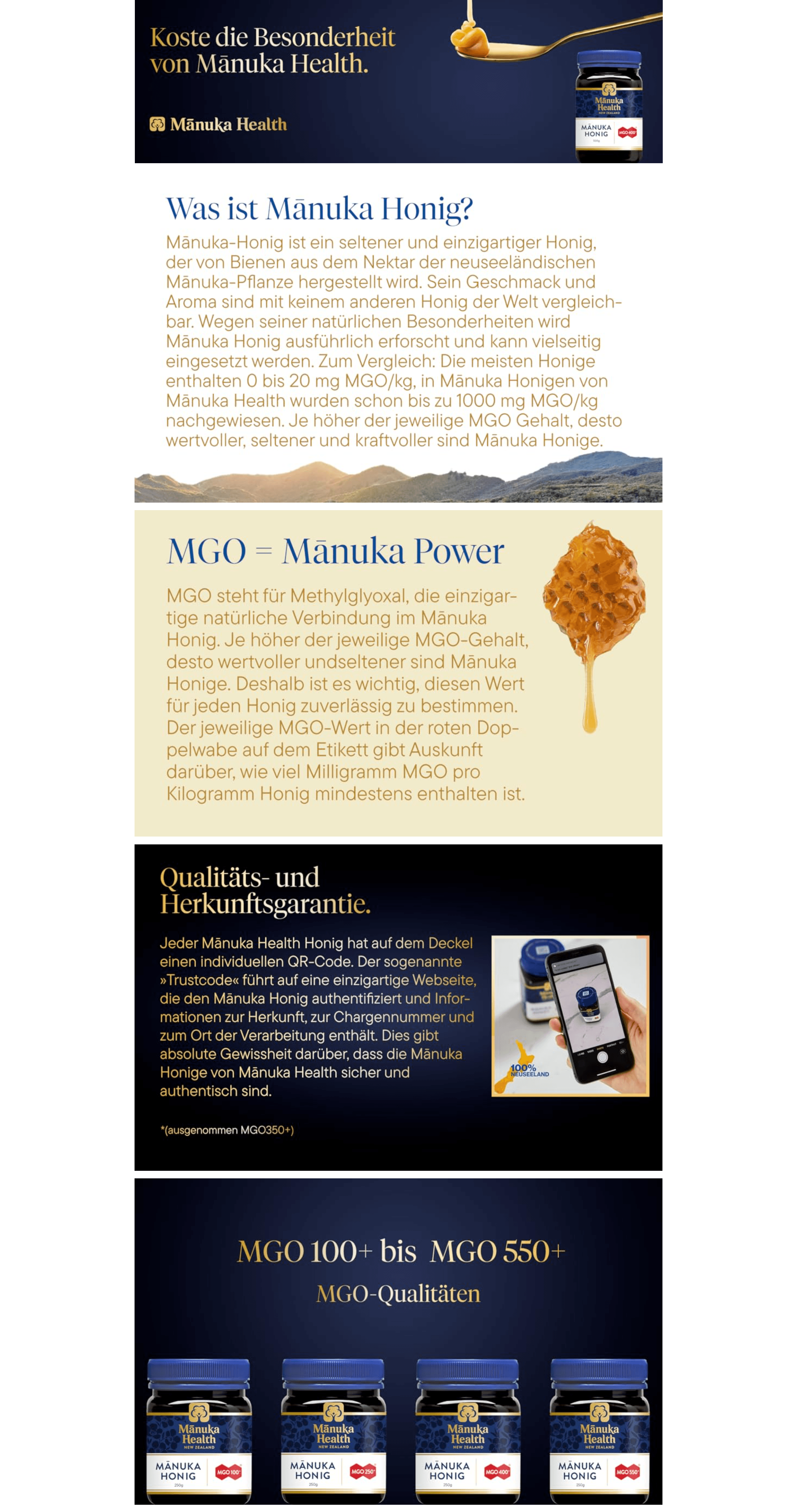 Manuka Health MGO 550+ Manuka-Honig: A+ Premium
