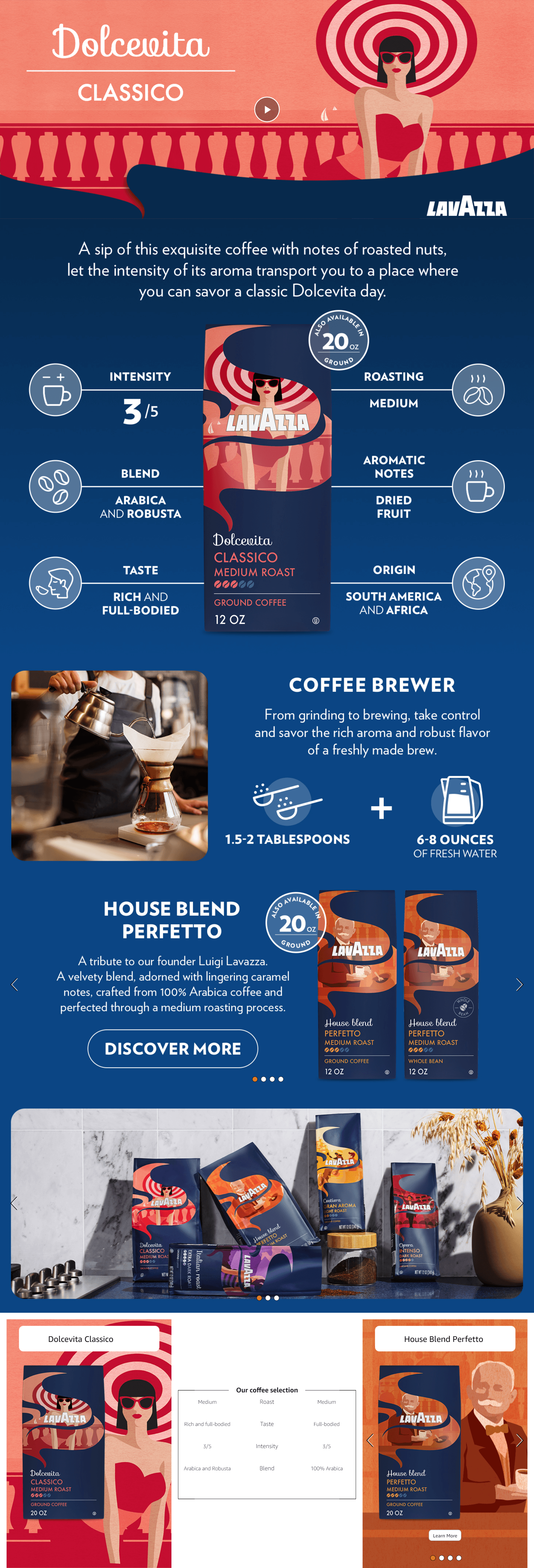 Amazon.com : Lavazza Dolcevita Classico Ground Coffee 12oz Bag: A+ Premium