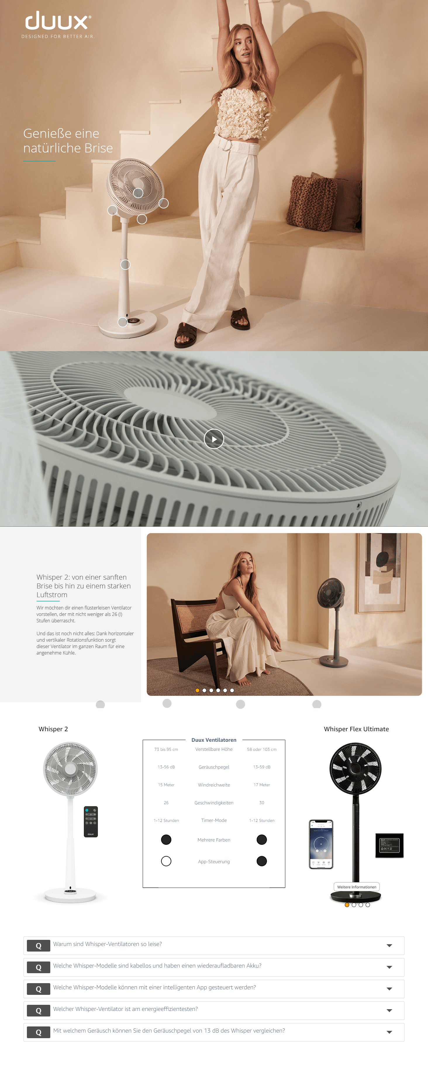 Duux Whisper 2 Standventilator Leise: A+ Premium