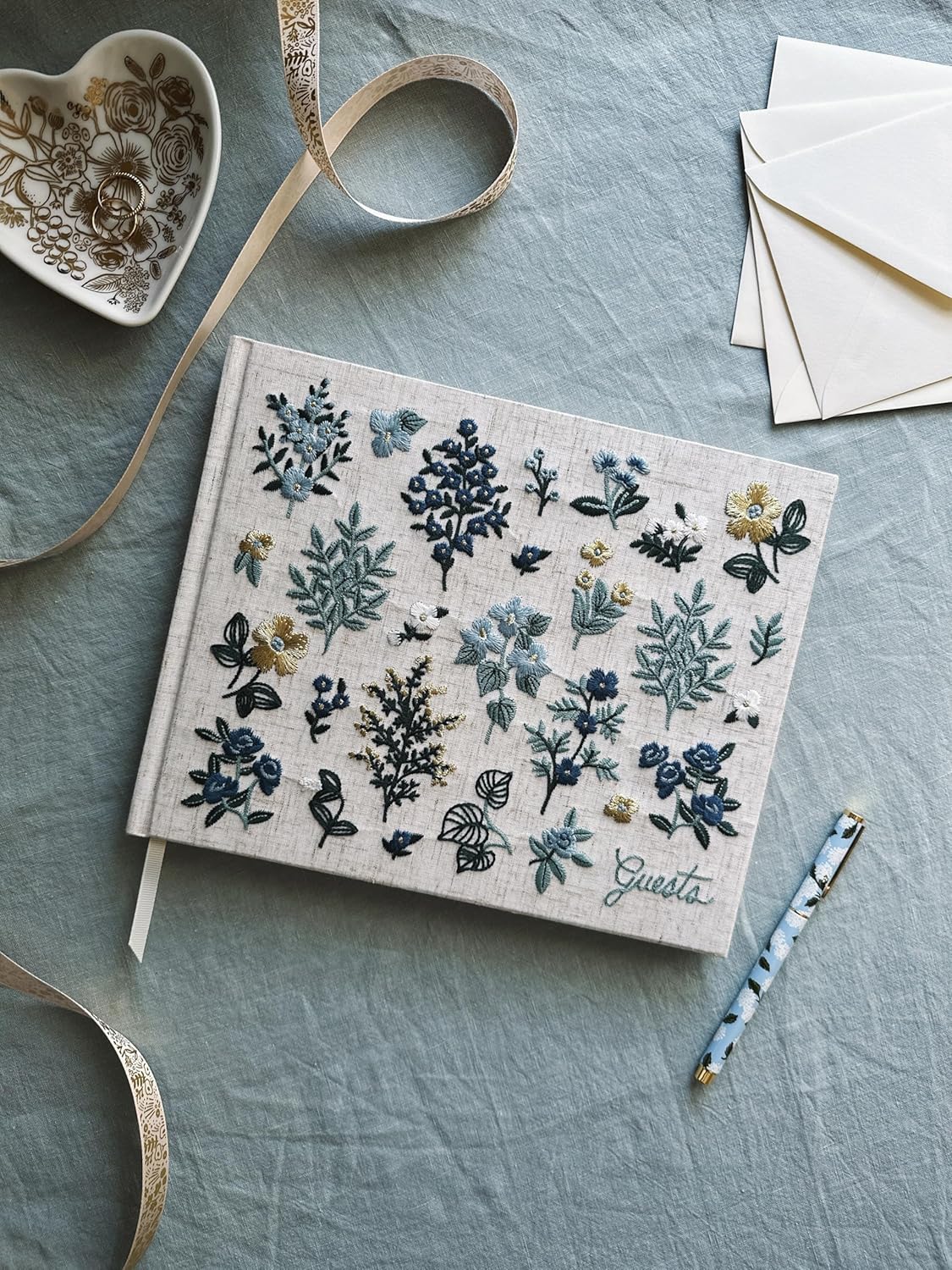 Infographics for Amazon.com: RIFLE PAPER CO. Wildwood Embroidered Fabric Guest Book