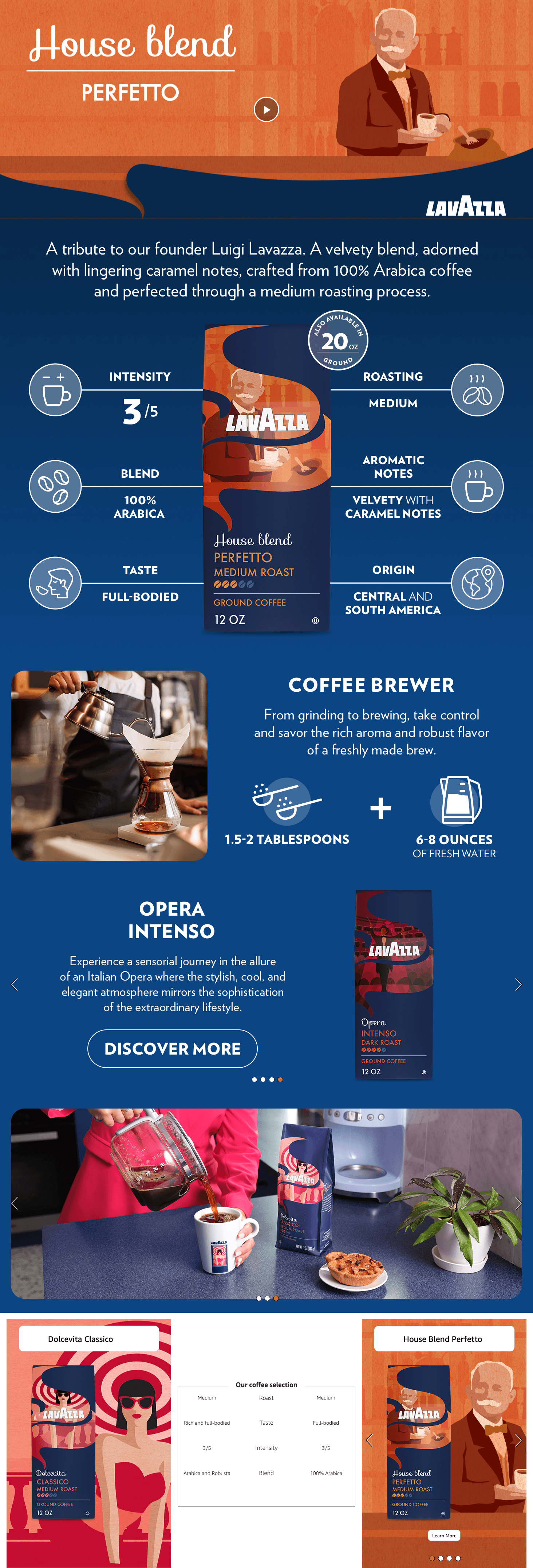 Amazon.com: Lavazza House Blend Perfetto Ground Coffee 12oz Bag: A+ Premium