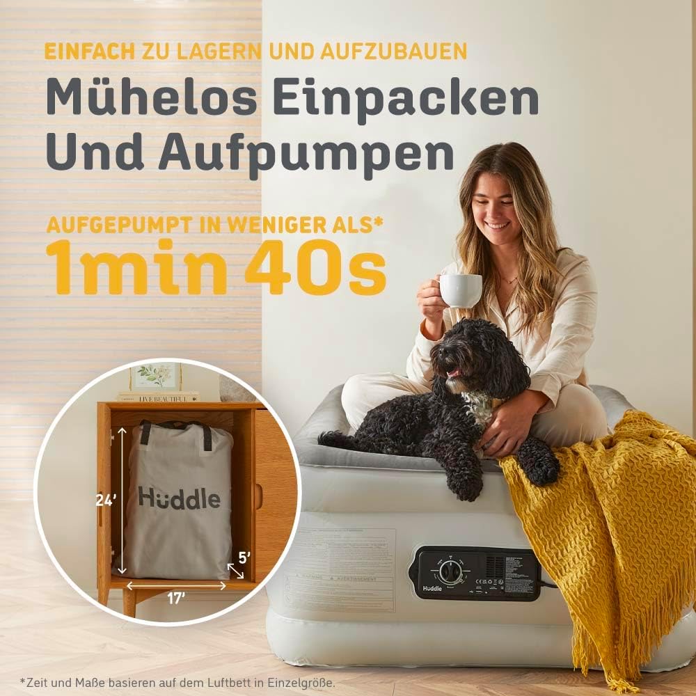 Huddle® Luxury King Luftbett mit patentierter Doppelpumpe SlumberGuard™ Premium…: Infographics