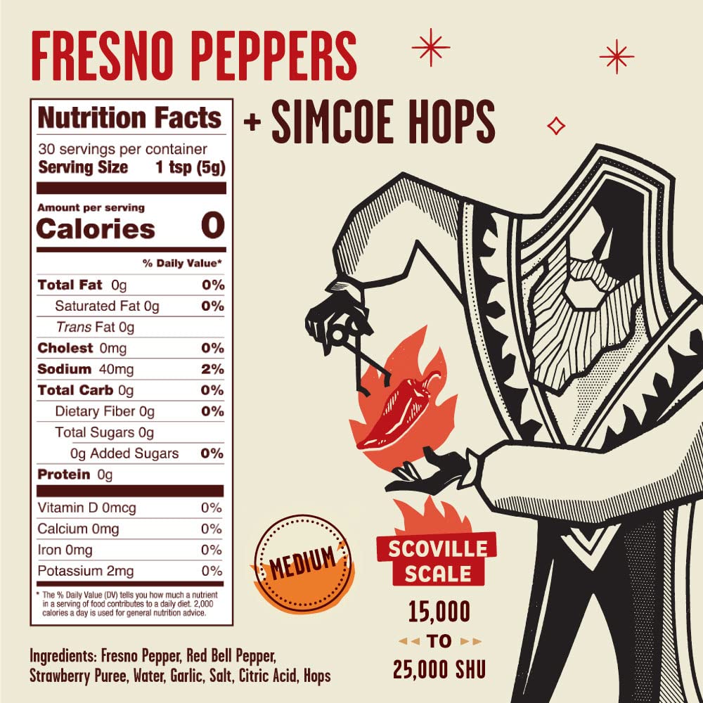 Infographics for Amazon.com : Fresno Peppers + Simcoe Hops Hot Sauce by Alchemy Peppers