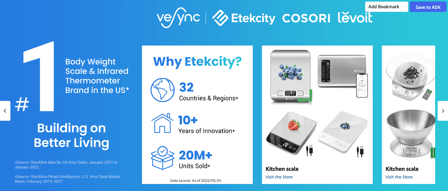 Etekcity Food Kitchen Scale: Amazon listing image