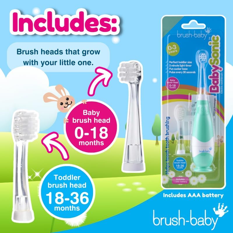 Amazon.com : brush-baby BabySonic Infant and Toddler Electric Toothbrush for Ages 0-3…: Infographics