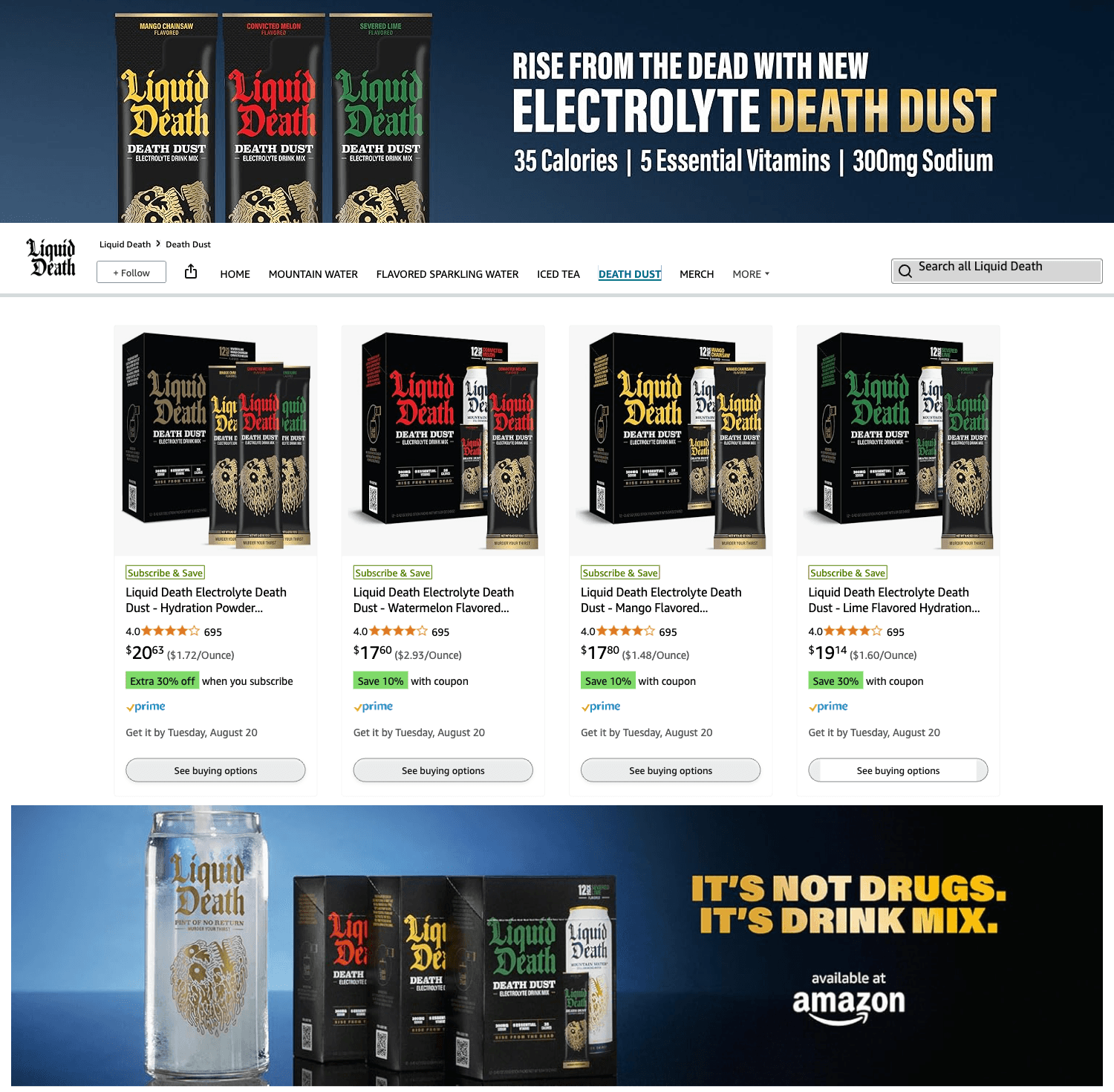 Amazon.com: Liquid Death: Death Dust: Storefront
