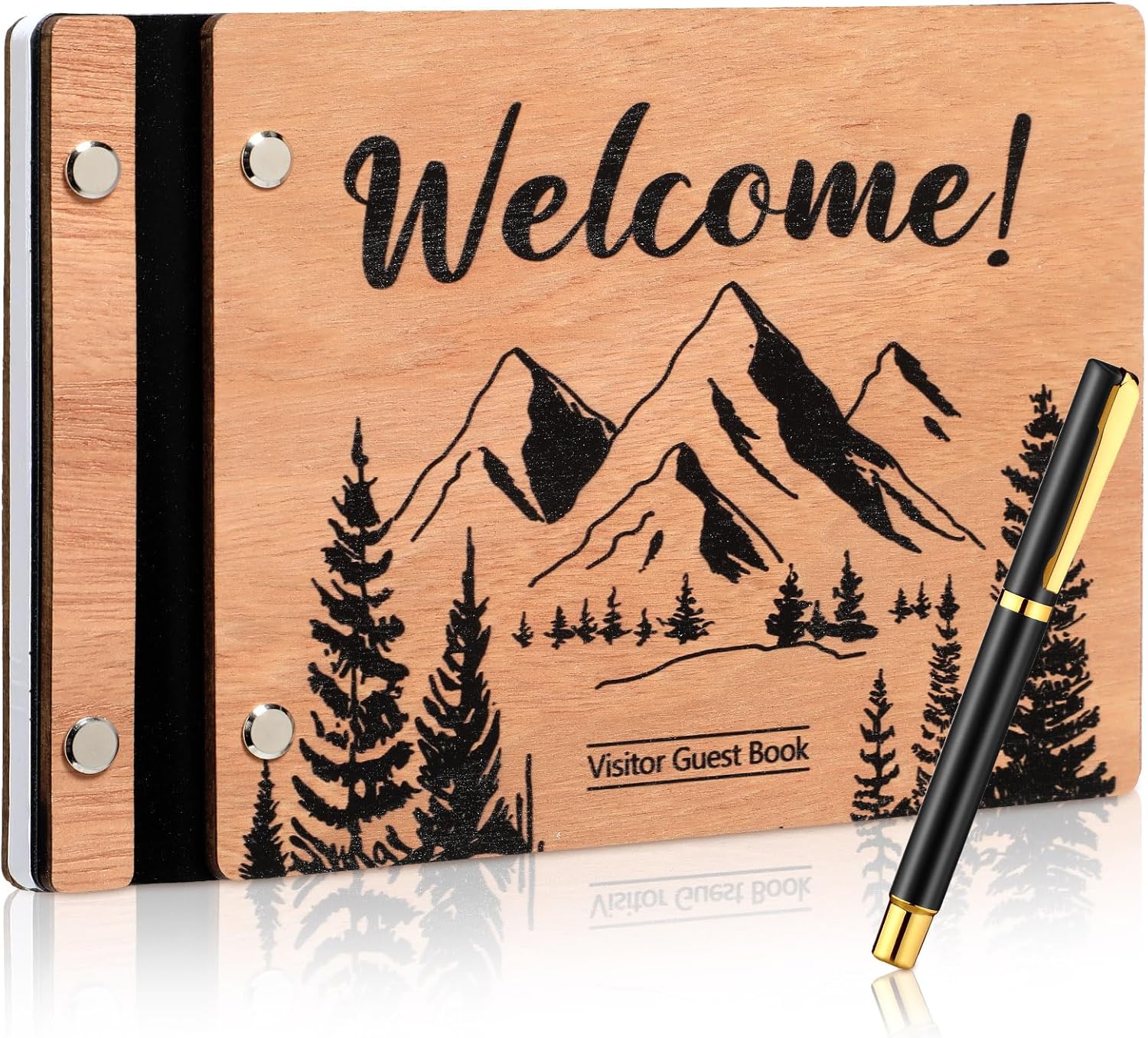 Amazon.com: Skyygemm Visitor Wooden Guest Book with Pen 8 x 6 Inches 120 Pages Memory…: Infographics
