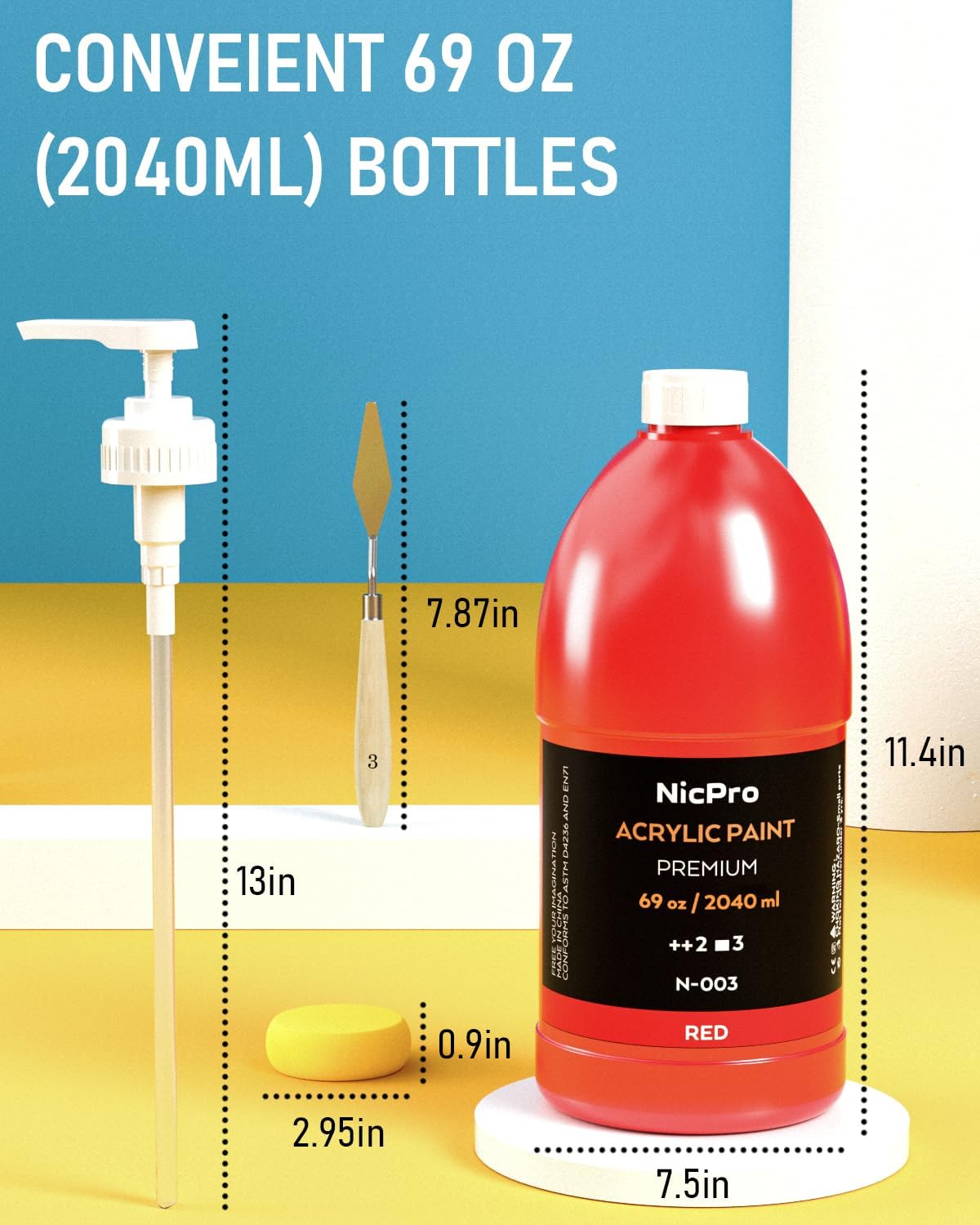 Infographics for Amazon.com: Nicpro 6 Colors Large Bulk Acrylic Paint Set (69 oz