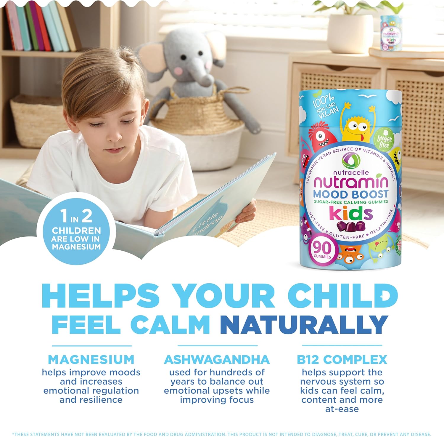 Amazon.com: NUTRAMIN Kids Mood Boost Vegam Vitamin Gummy: Calming Magnesium Citrate…: Infographics