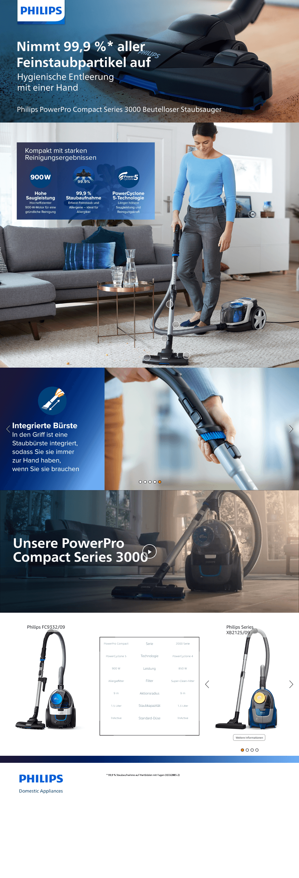Amazon.de: Philips PowerPro Compact Beutelloser Staubsauger: A+ Premium