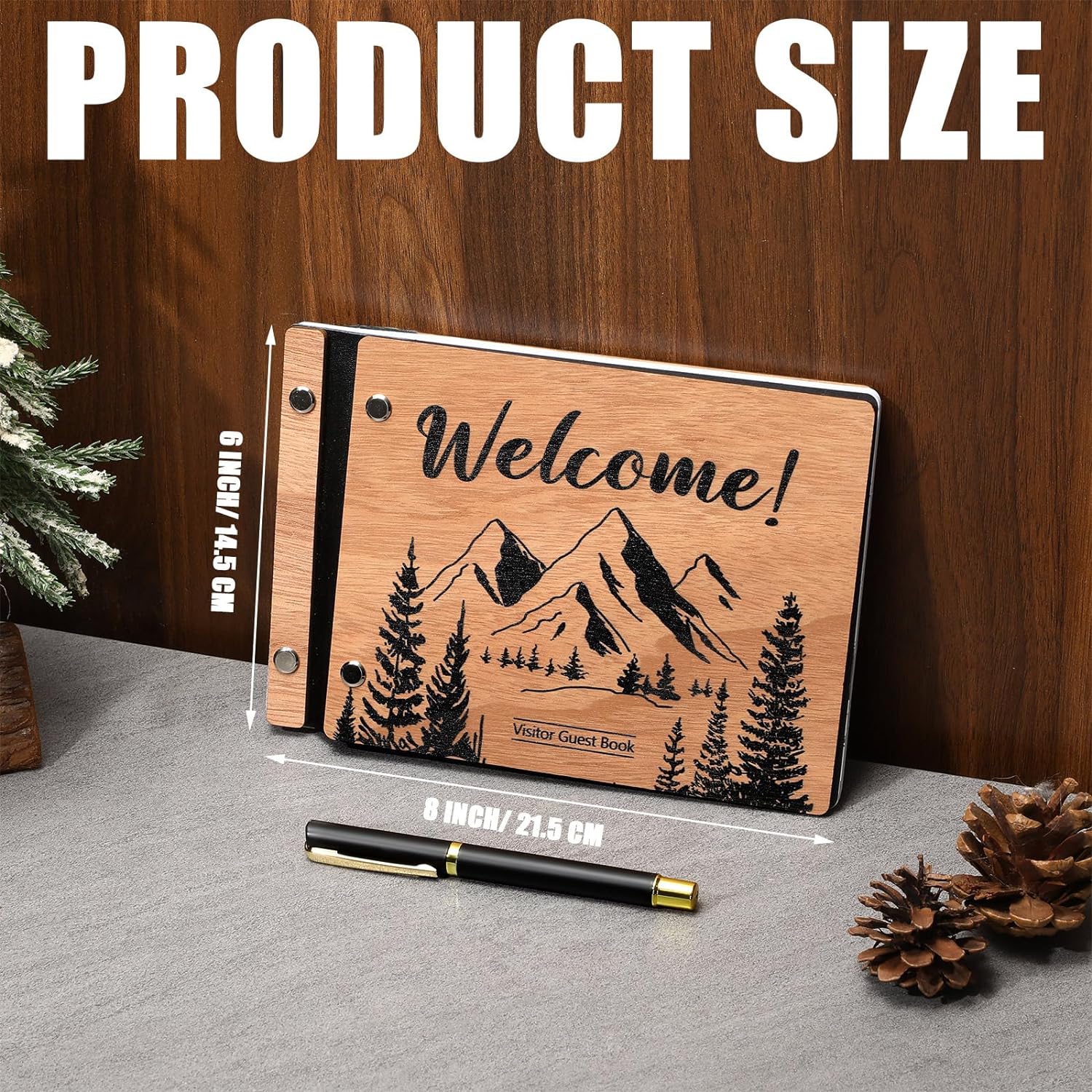 Amazon.com: Skyygemm Visitor Wooden Guest Book with Pen 8 x 6 Inches 120 Pages Memory…: Infographics