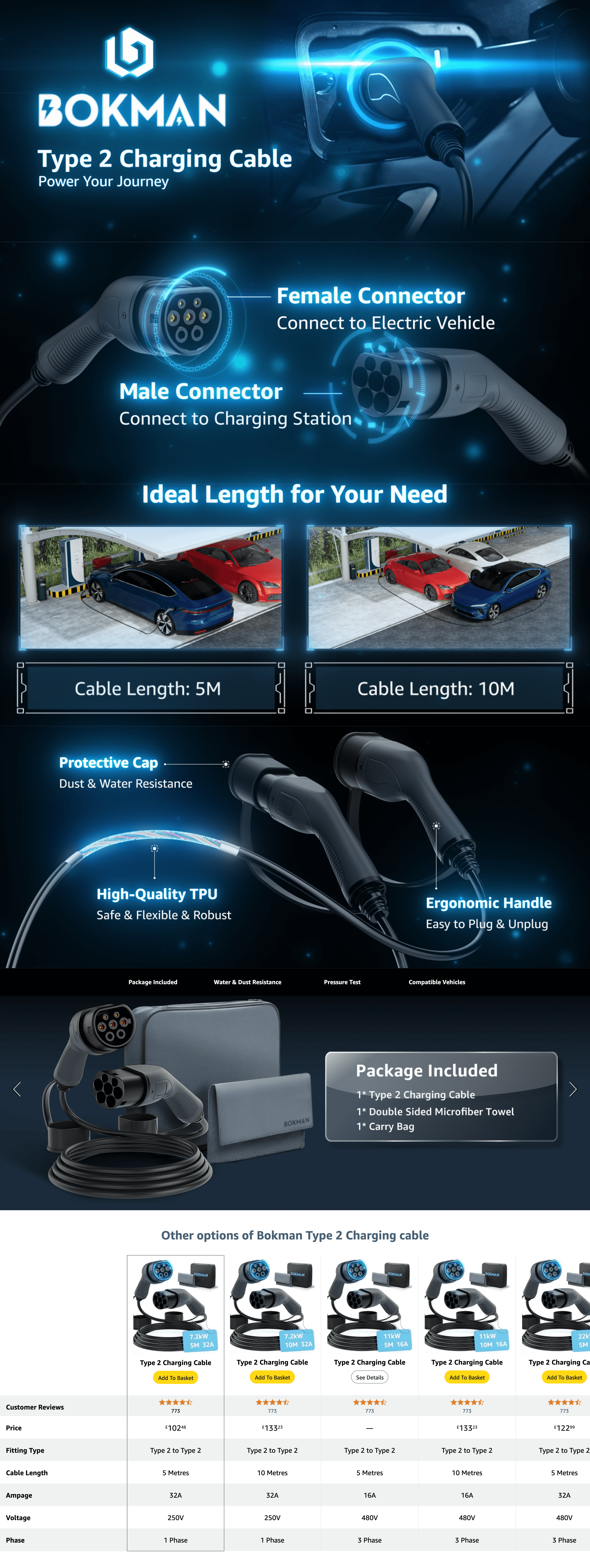 bokman Type 2 EV Charging Cable: A+ Premium