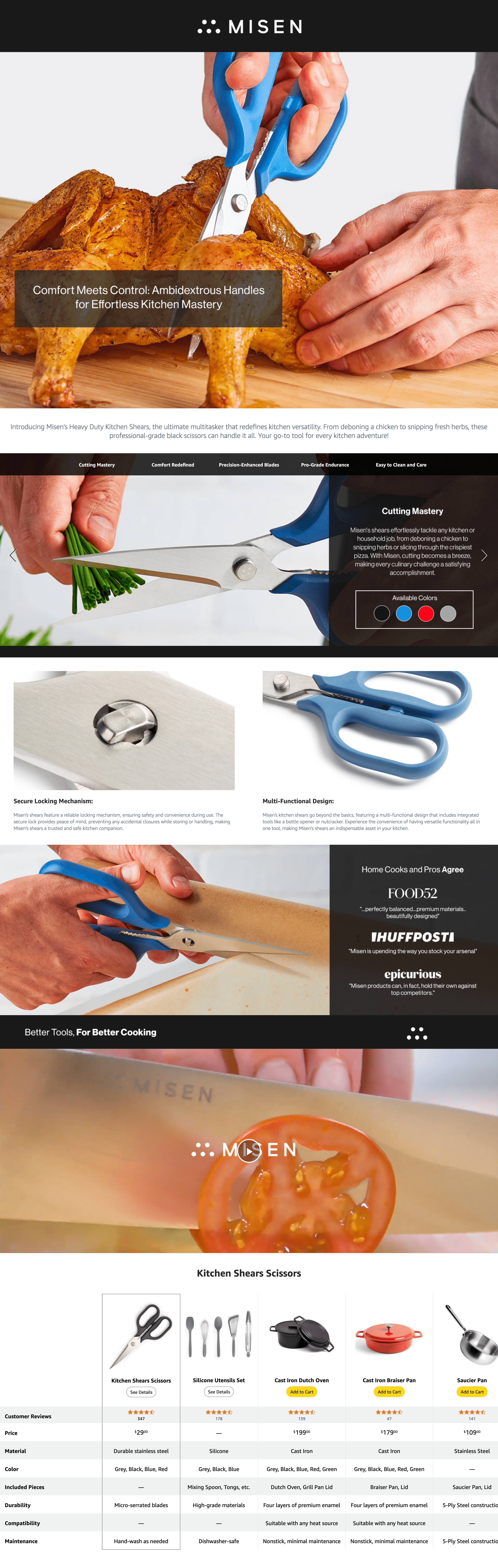 Amazon.com: Misen Heavy Duty Kitchen Shears: A+ Premium