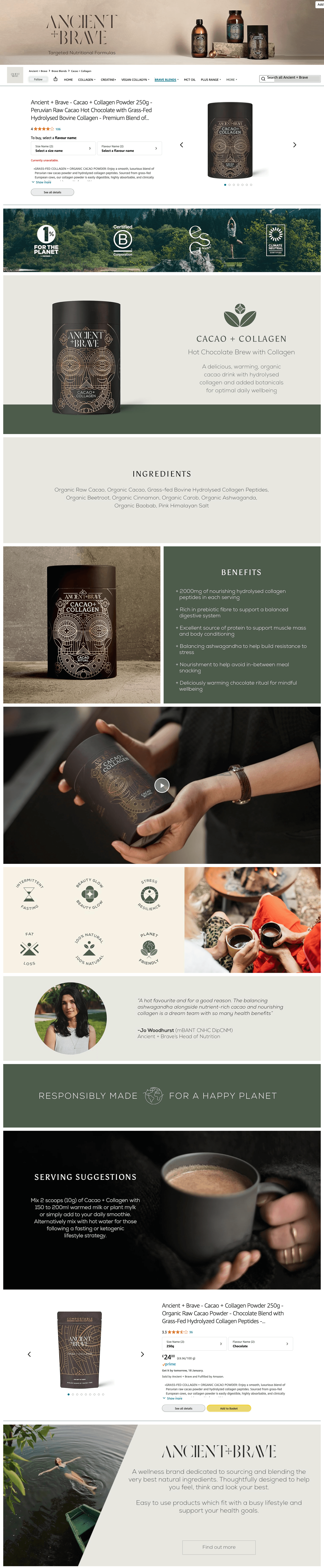 Storefront for Amazon.co.uk: Ancient + Brave: Cacao + Collagen
