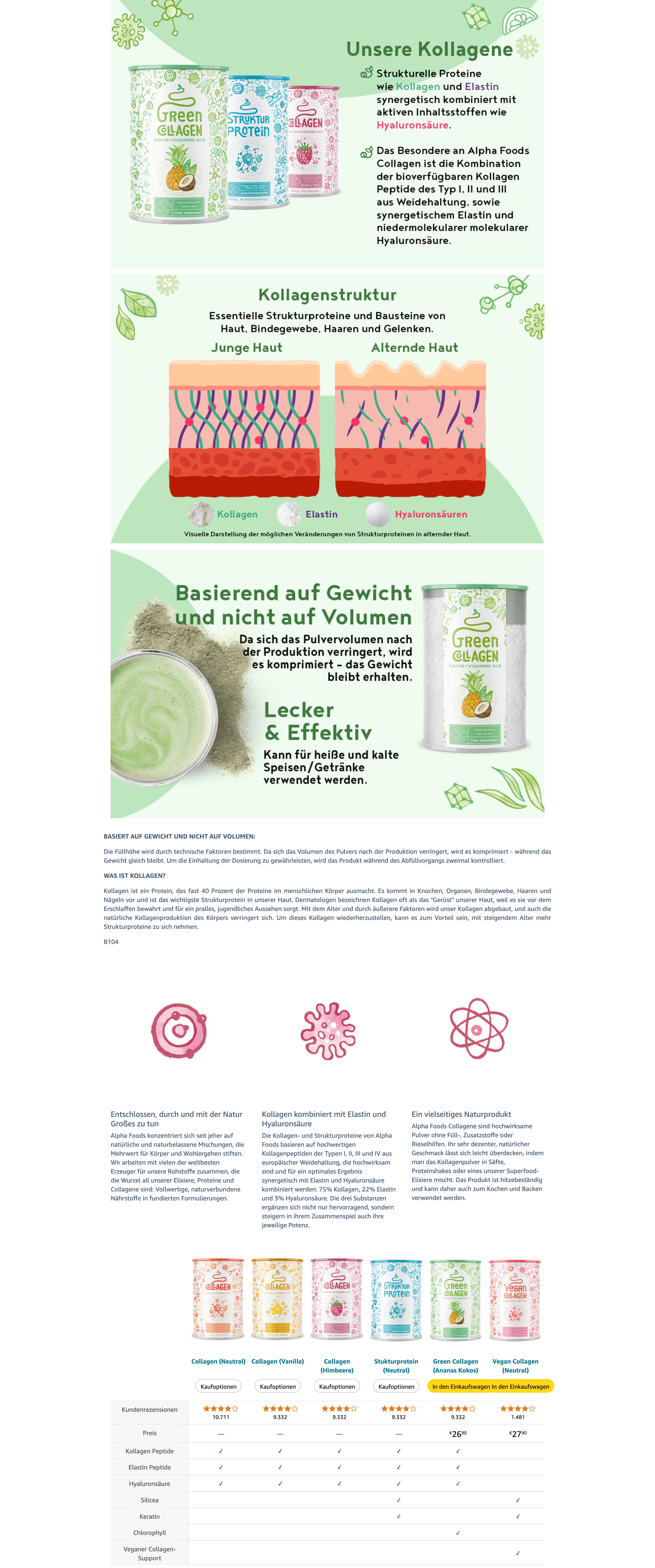 Collagen Pulver + Probiotika + Greens [400g]: A+ Premium