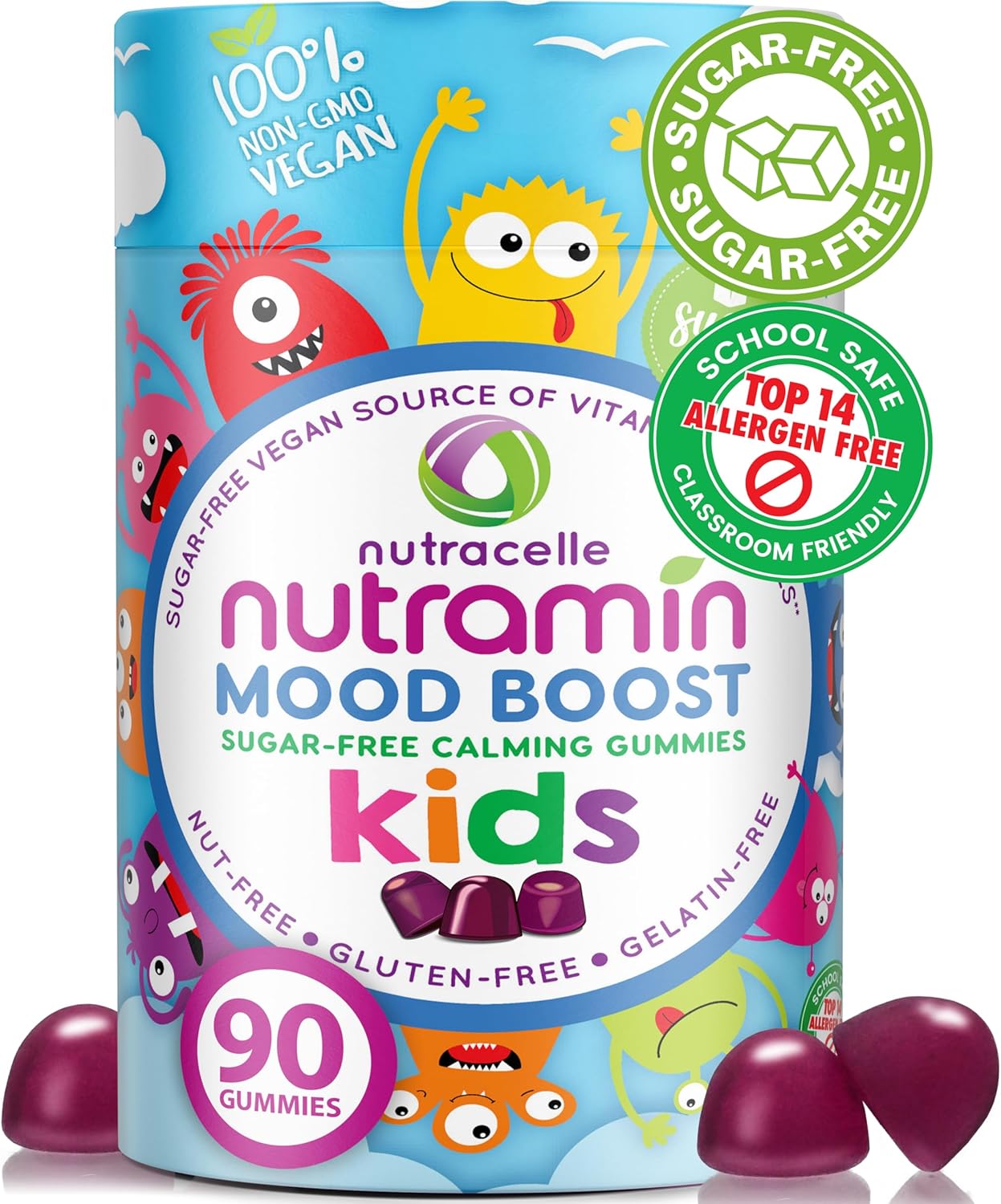 Amazon.com: NUTRAMIN Kids Mood Boost Vegam Vitamin Gummy: Calming Magnesium Citrate…: Infographics