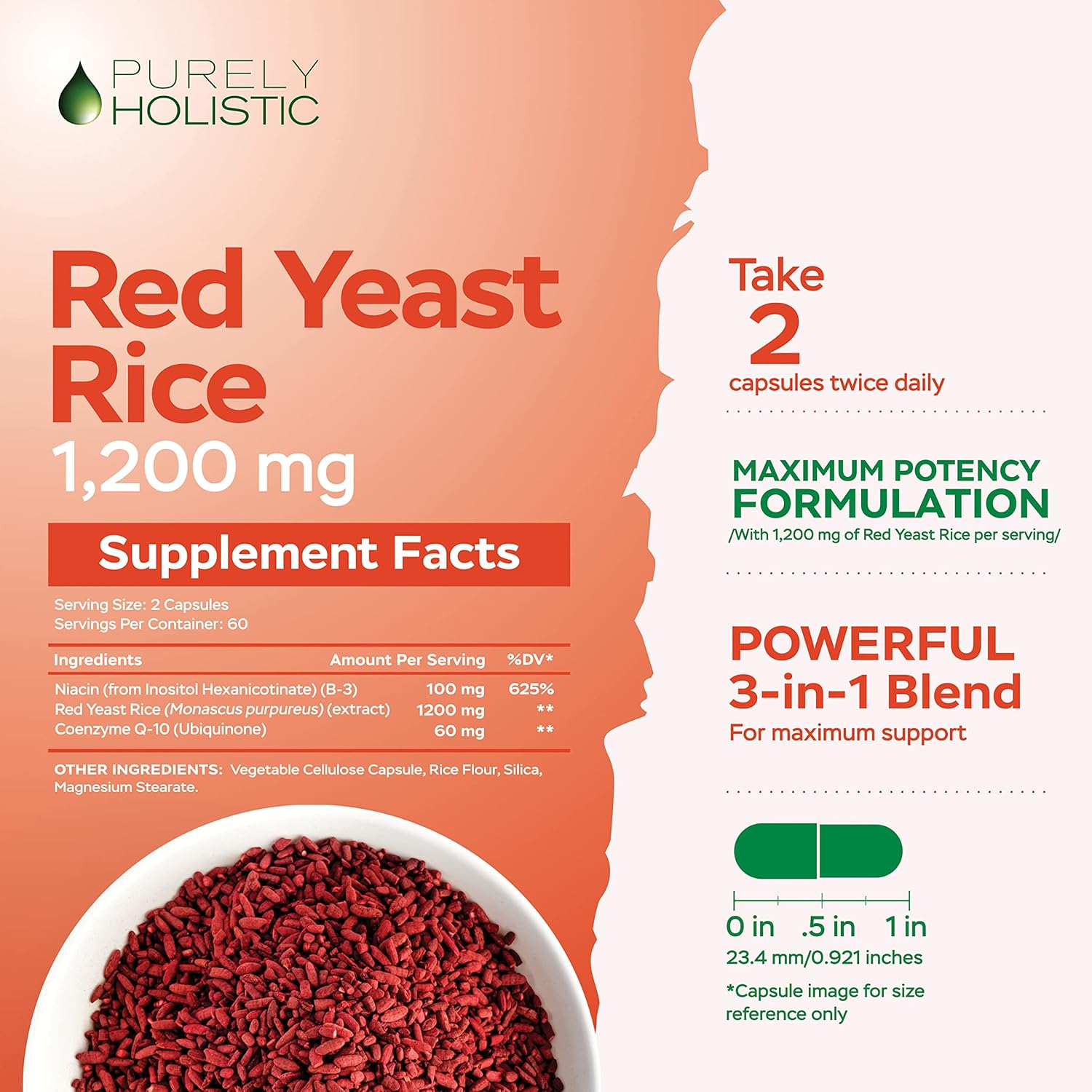 Amazon.com: Red Yeast Rice 1200mg with CoQ10 & Flush Free Niacin 120 Vegetarian Capsules: Infographics