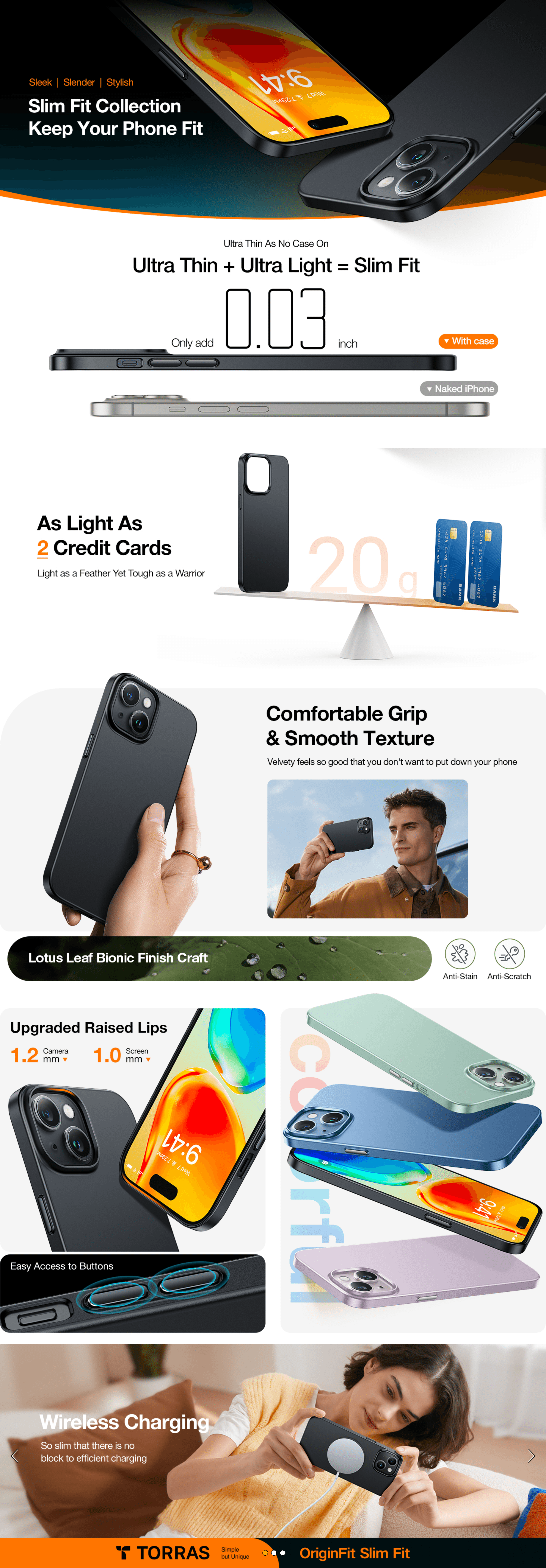Amazon.com: TORRAS Slim Fit Designed for iPhone 15 Case: A+ Premium