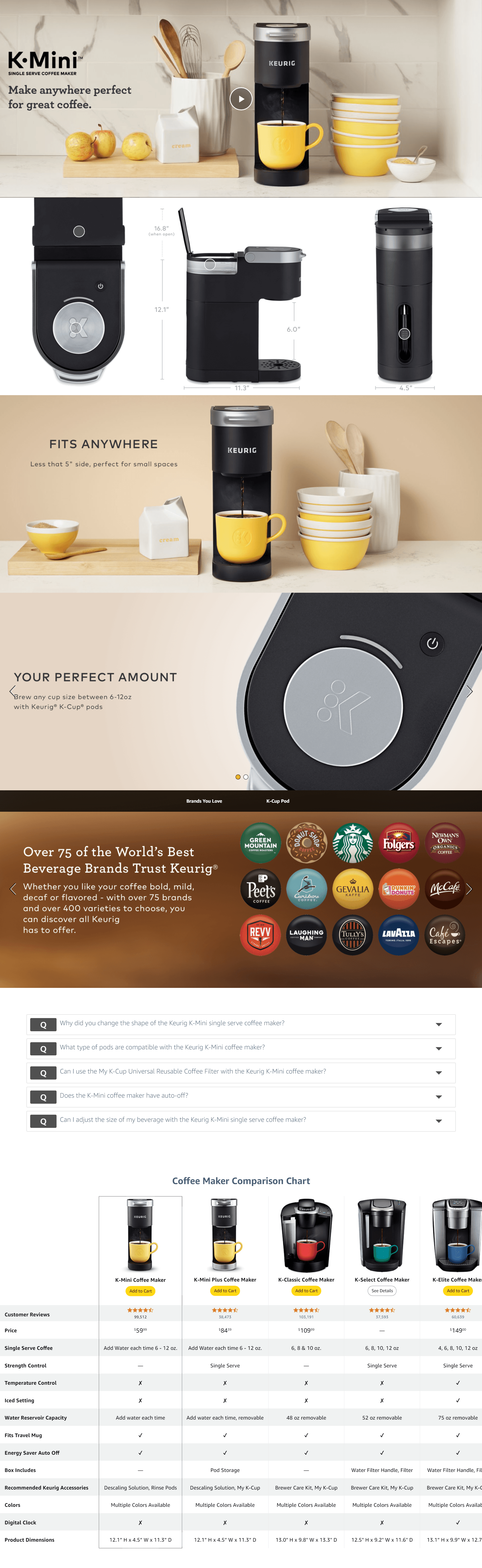 Amazon.com: Keurig K-Mini Single Serve Coffee Maker: A+ Premium