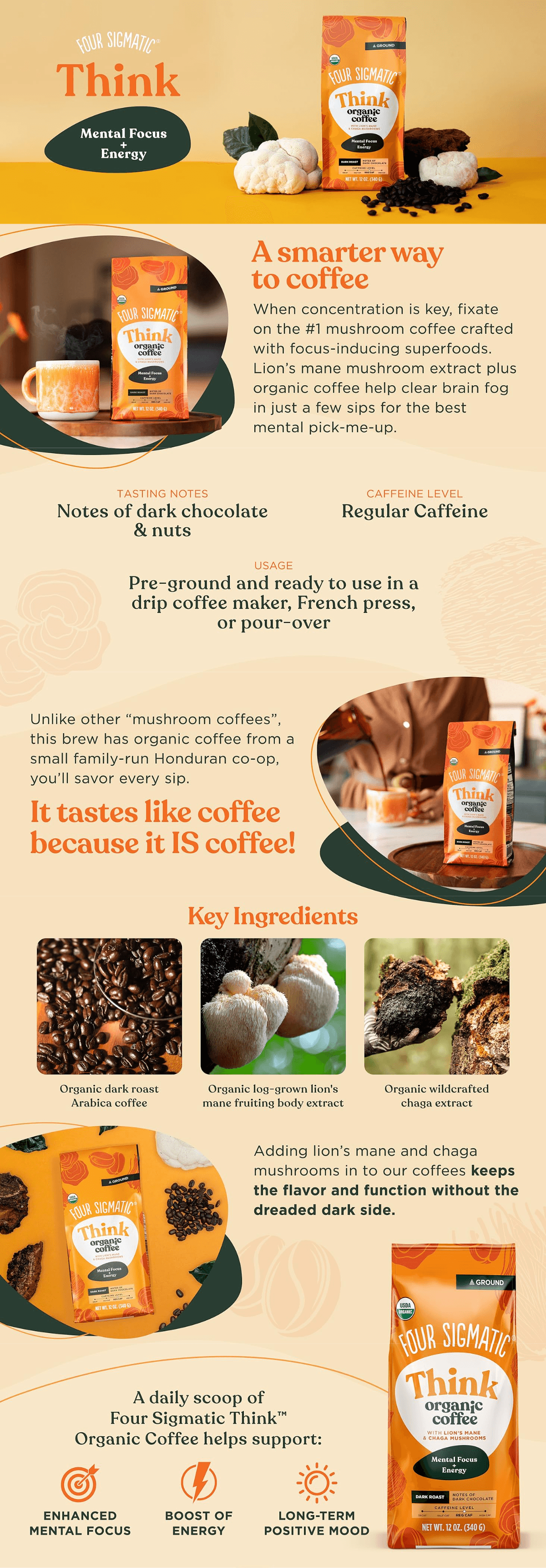 Amazon.com : Four Sigmatic Focus Mushroom Coffee: A+ Premium