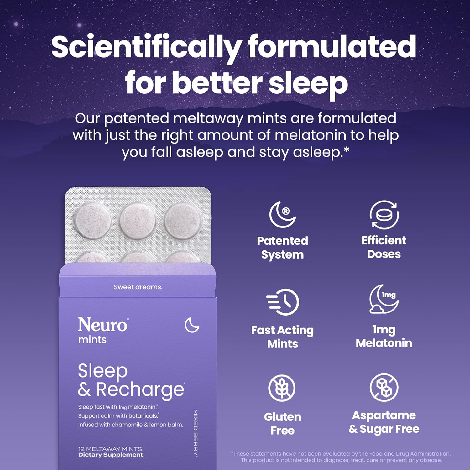 Amazon.com: Neuro Melatonina 1 mg Sleep & Recharge Mentas (72 piezas): Infographics
