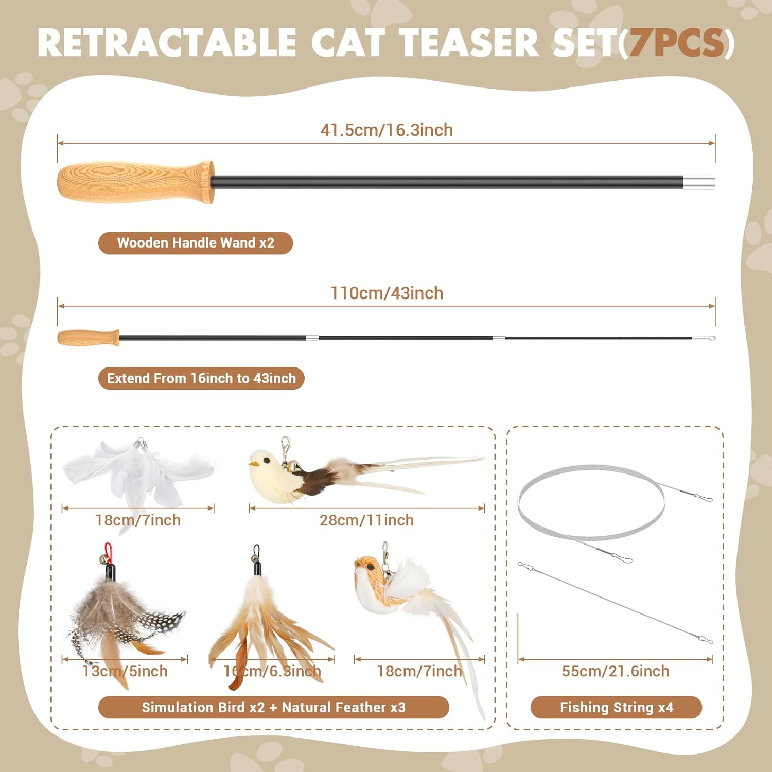 ROSAUI 2X Katzenangel lang: Infographics