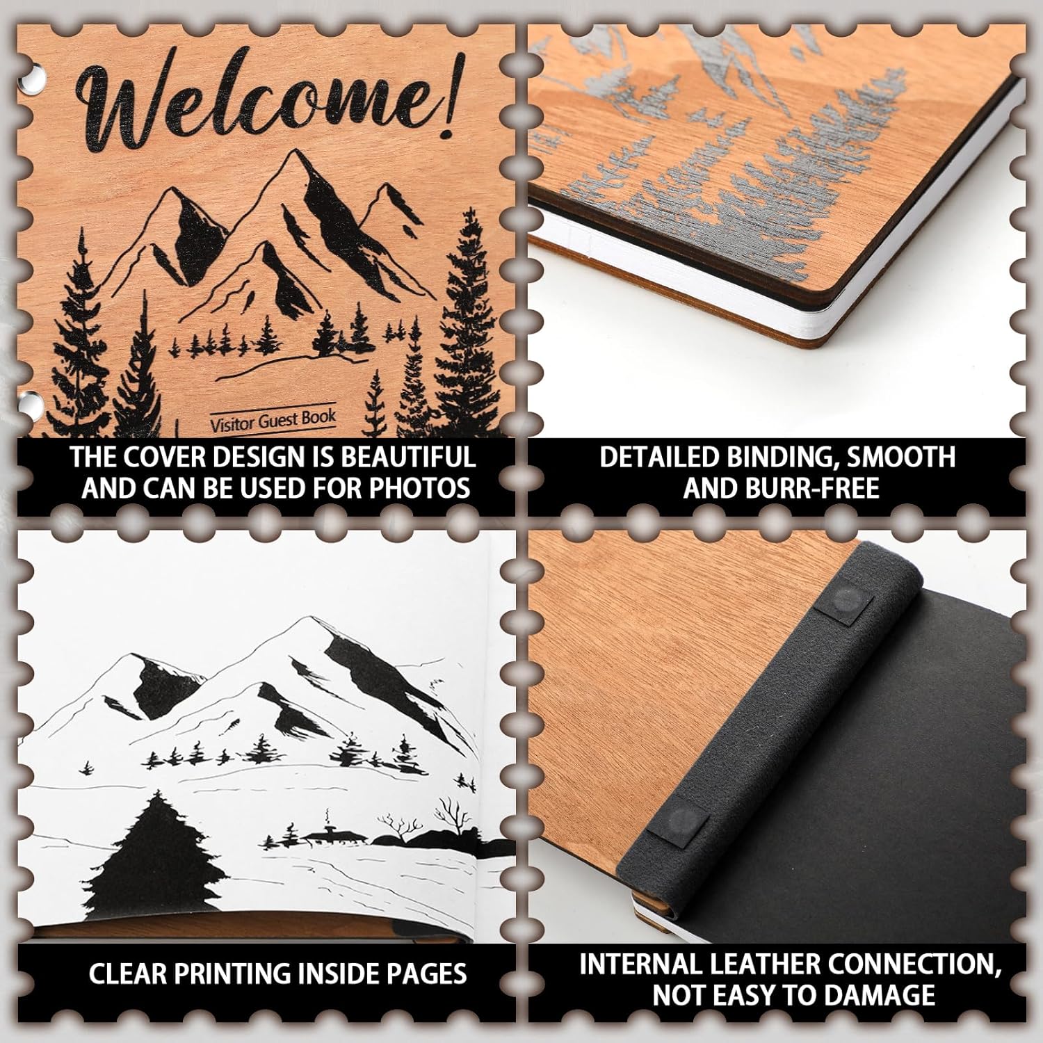 Amazon.com: Skyygemm Visitor Wooden Guest Book with Pen 8 x 6 Inches 120 Pages Memory…: Infographics