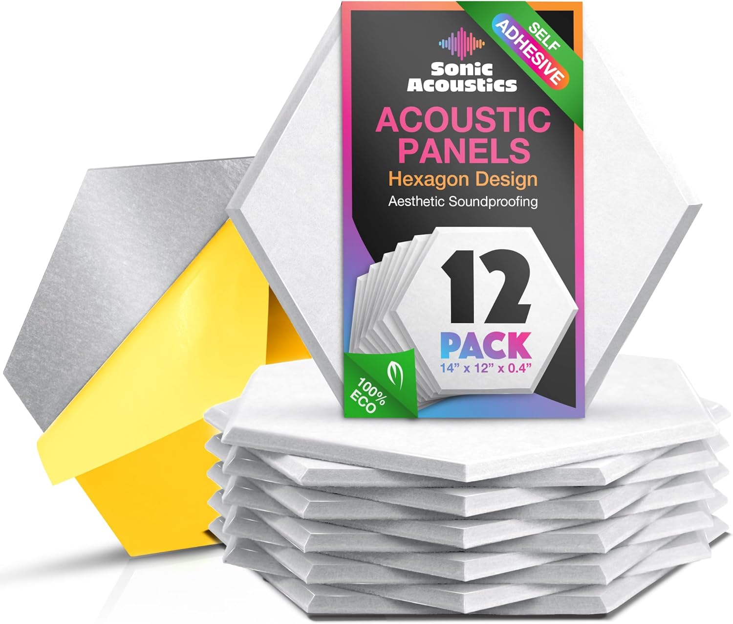 Infographics for Amazon.com: Sonic Acoustics Self-Adhesive 12 Pack Hexagon Acoustic Panels
