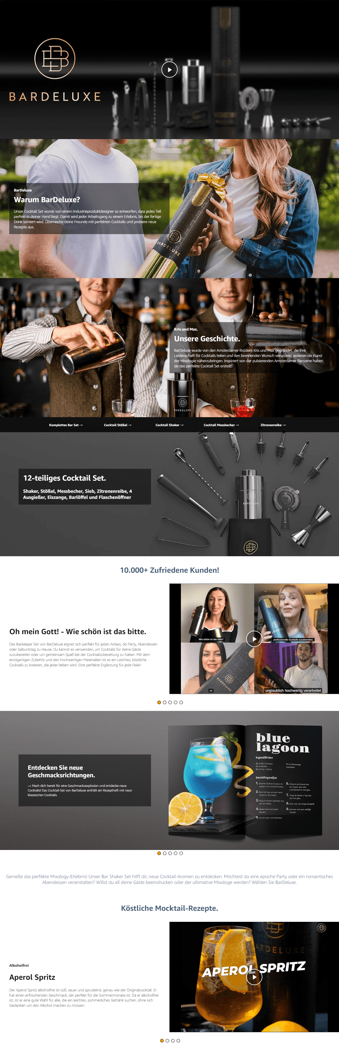 BarDeluxe® 12-teiliges Cocktail Set: A+ Premium