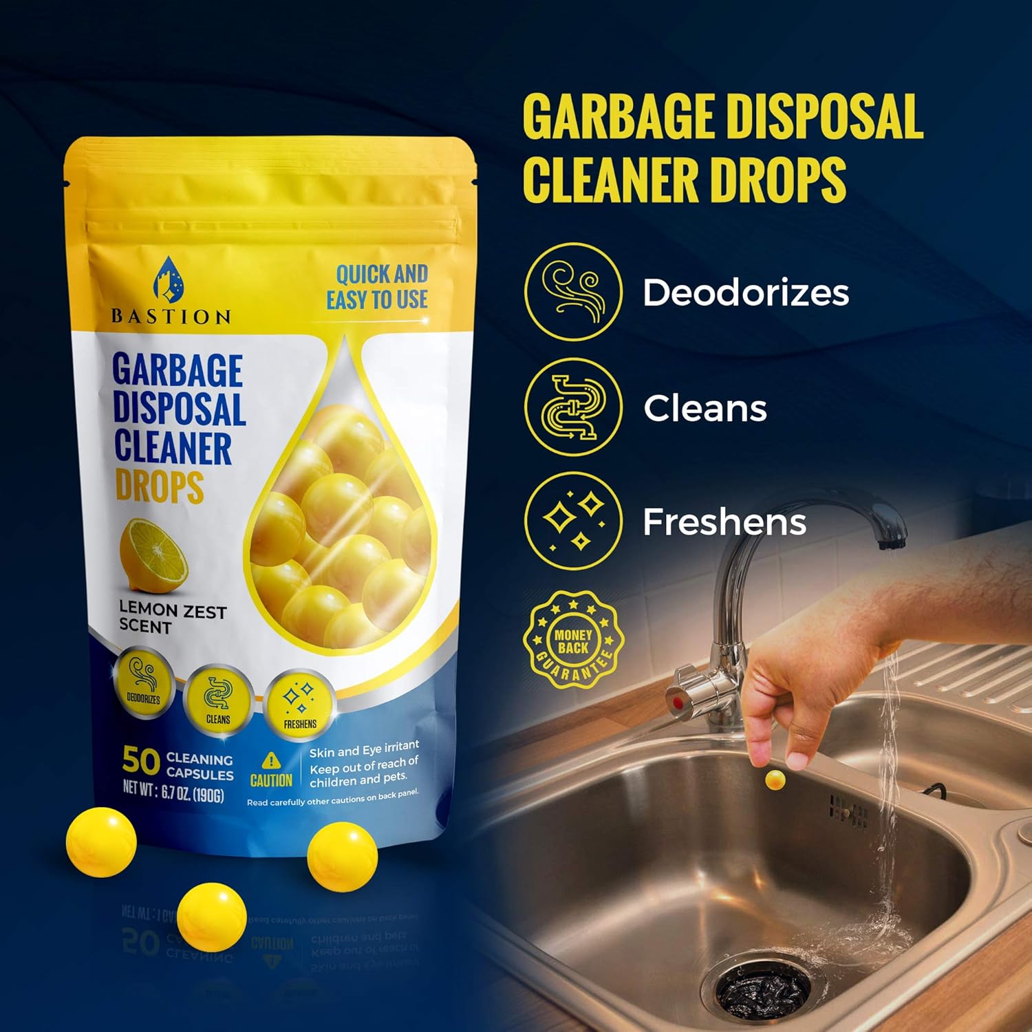 Amazon.com: Garbage Disposal Cleaner and Deodorizer Drops- [[50-Count]] Lemon Zest…: Infographics