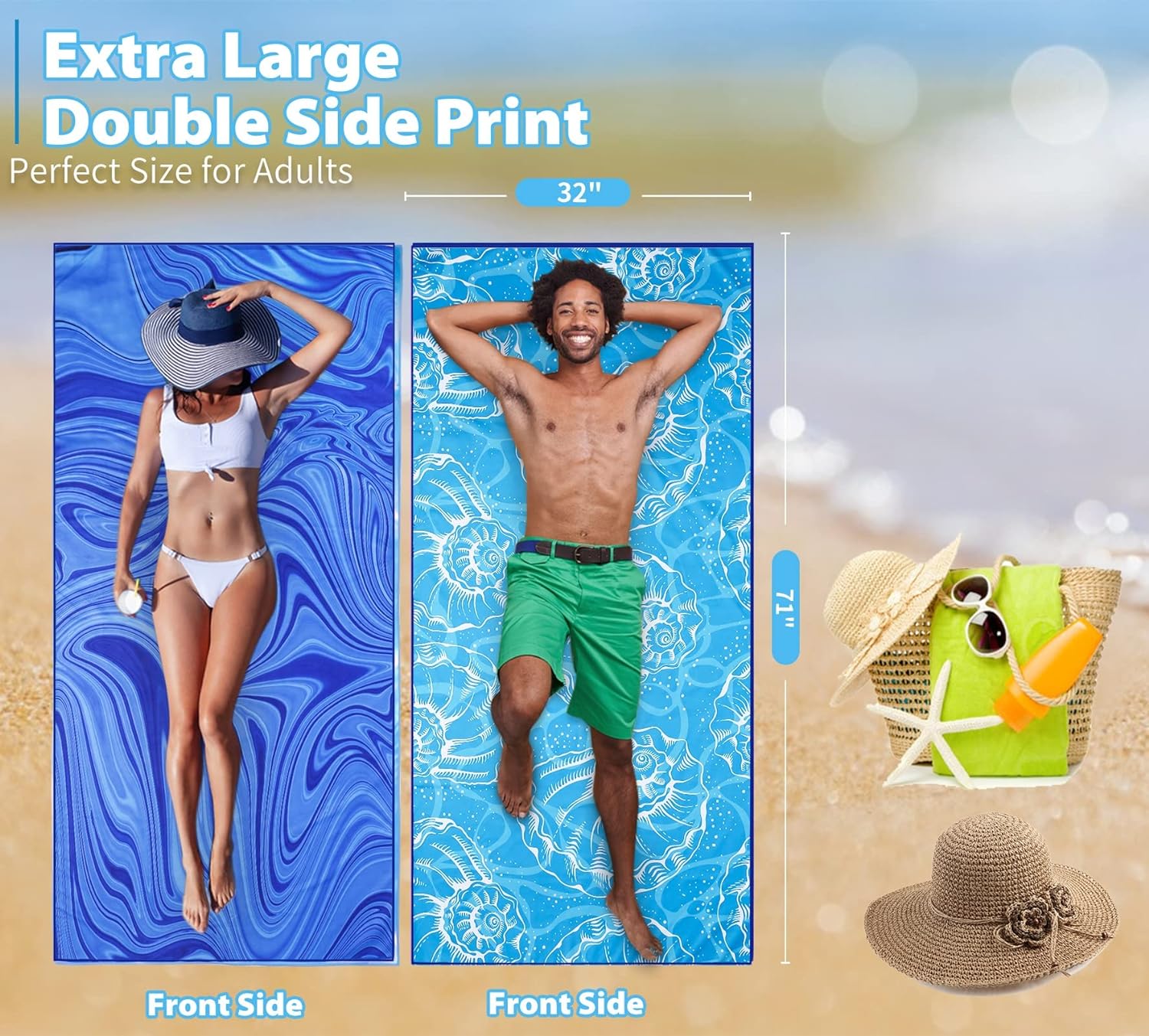 Amazon.com: 2 Pack Microfiber Thin Beach Towel Lightweight 71x32 Oversized Extra Large…: Infographics