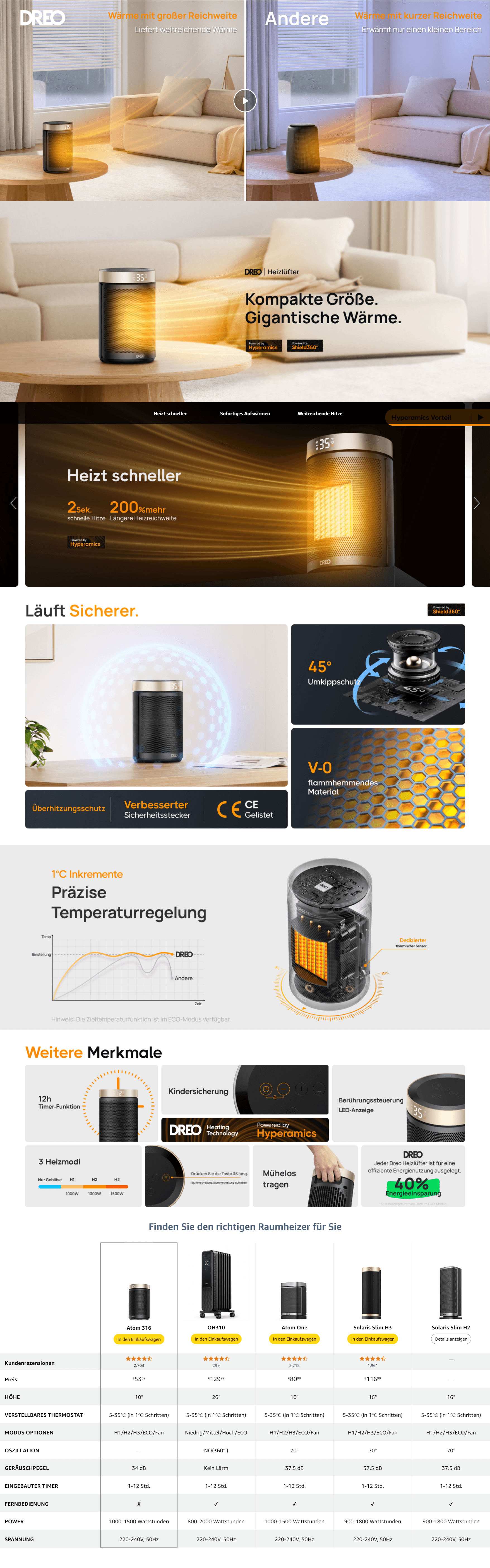 Dreo Energiesparender Heizlüfter: A+ Premium