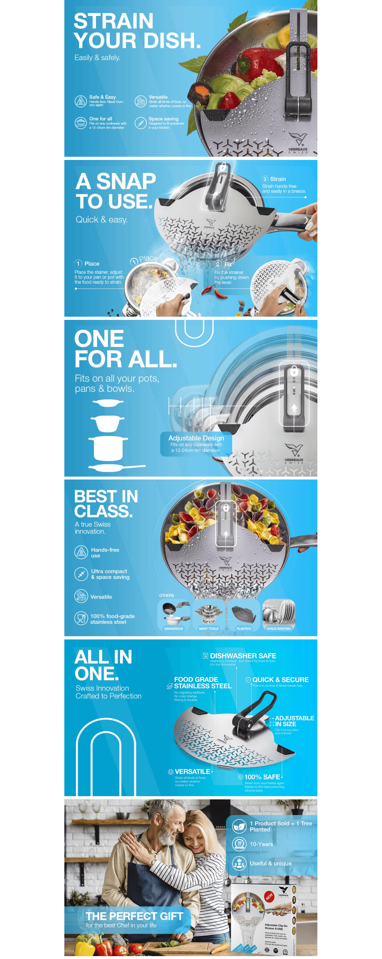 Amazon.com: Verreaux Swiss Pot Drainer Clip On Strainer Pasta: A+ Premium