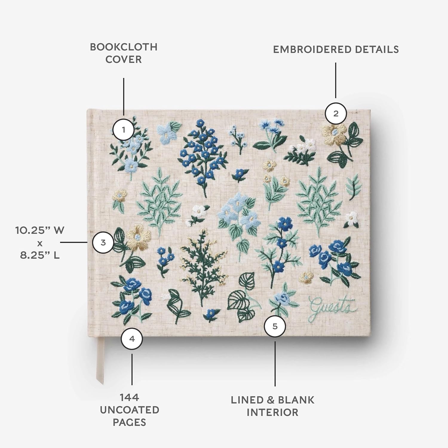 Infographics for Amazon.com: RIFLE PAPER CO. Wildwood Embroidered Fabric Guest Book