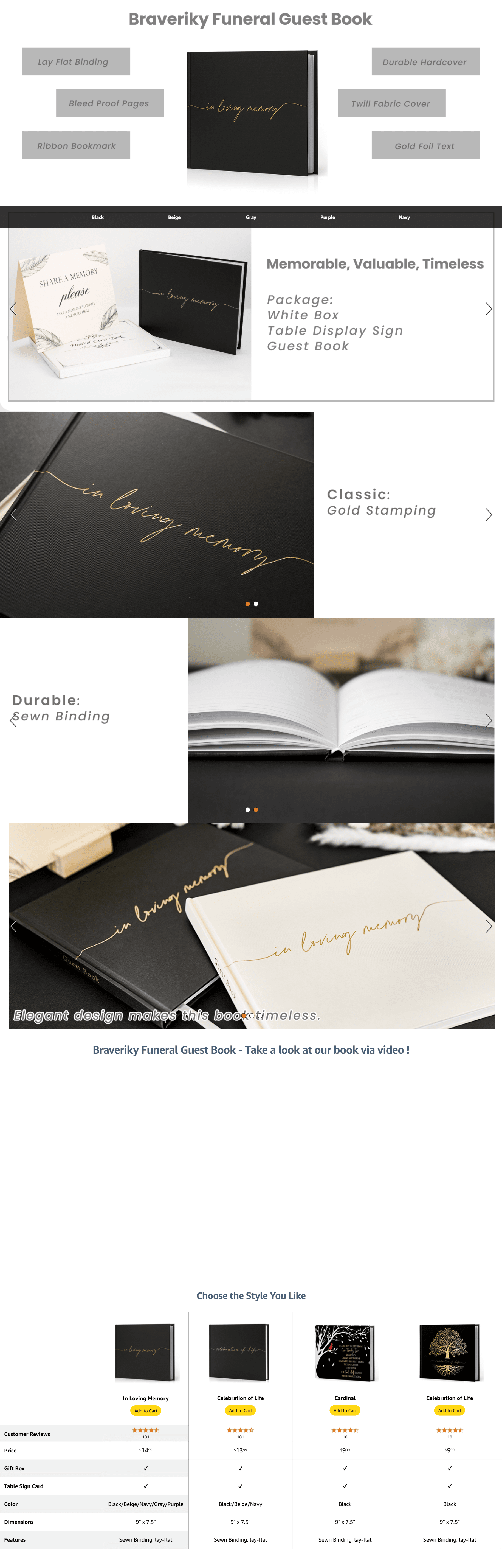 Amazon.com: Twill Funeral Guest Book: A+ Premium