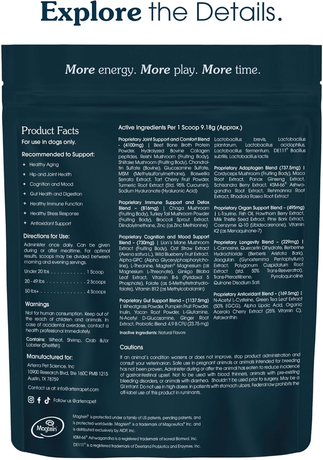 Infographics for Amazon.com : All-in-One Dog Supplement for Advanced Wellness & Longevity
